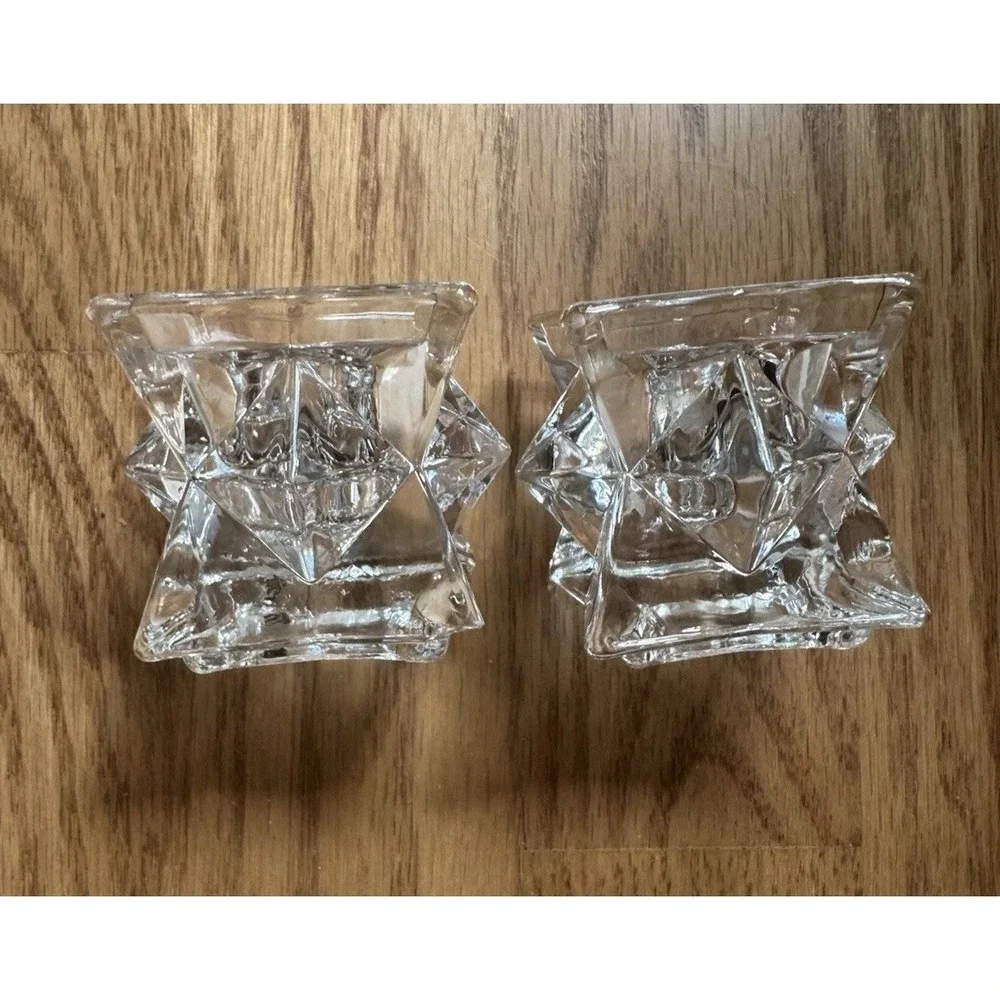 Michael C Fina Fifth Avenue 24%‎ Lead Crystal Taper Candlestick Holders Set of 2
